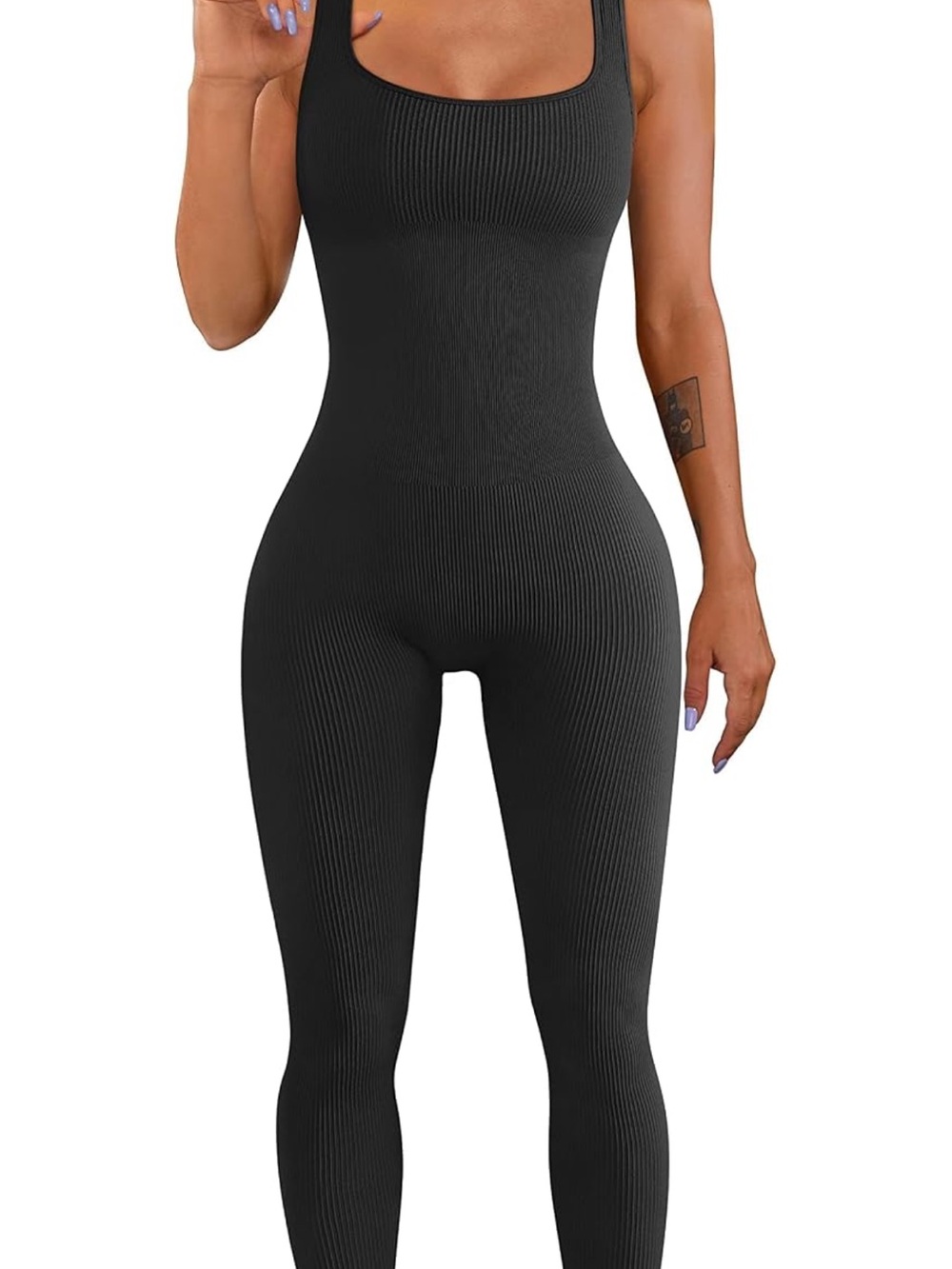 Ribbed Black Tank Jumpsuit